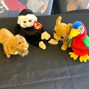 Ty Beanie Babies Plush Toy Collection - Black, Brown, Red, Yellow